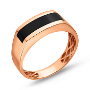 Печатка из красного золота с эмалью (арт. 180510еч)