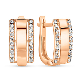 Фото Серьги из красного золота с фианитами (арт. 109313)