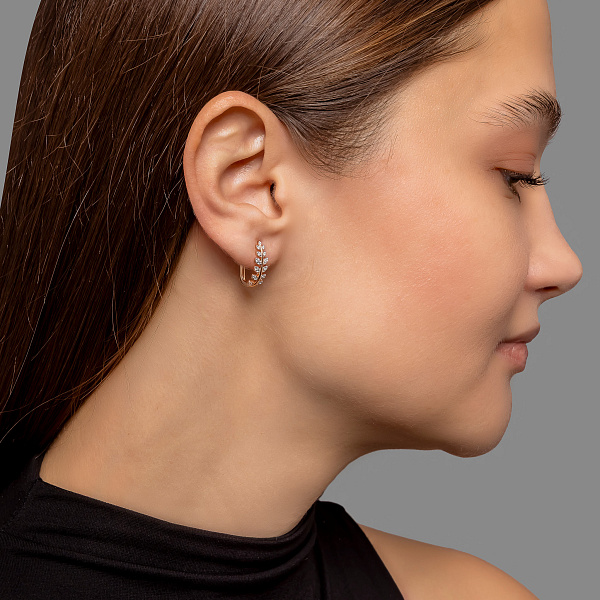 Золотые серьги Веточка с фианитами (арт. 111254) – изображение 4