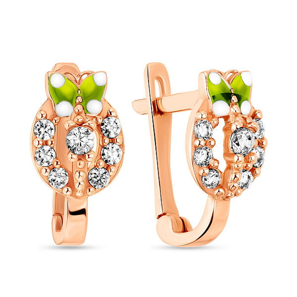 Детские сережки из золота с эмалью и фианитами (арт. 103216) – изображение 1