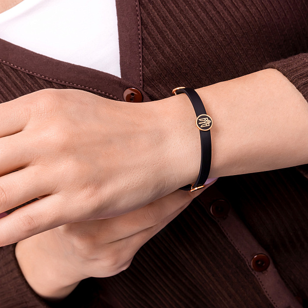 Браслет з каучуку з золотими вставками (арт. 340059ч) – зображення 5