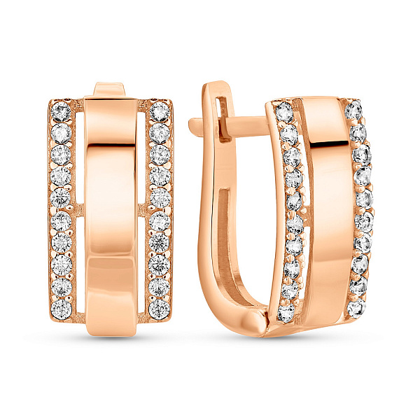 Серьги из красного золота с фианитами (арт. 109313) – изображение 1