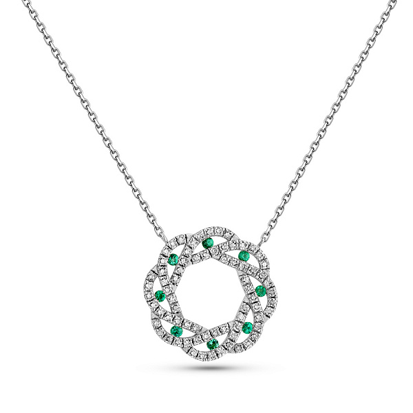 Золотое колье с изумрудами и бриллиантами (арт. 7192089202и) – изображение 1