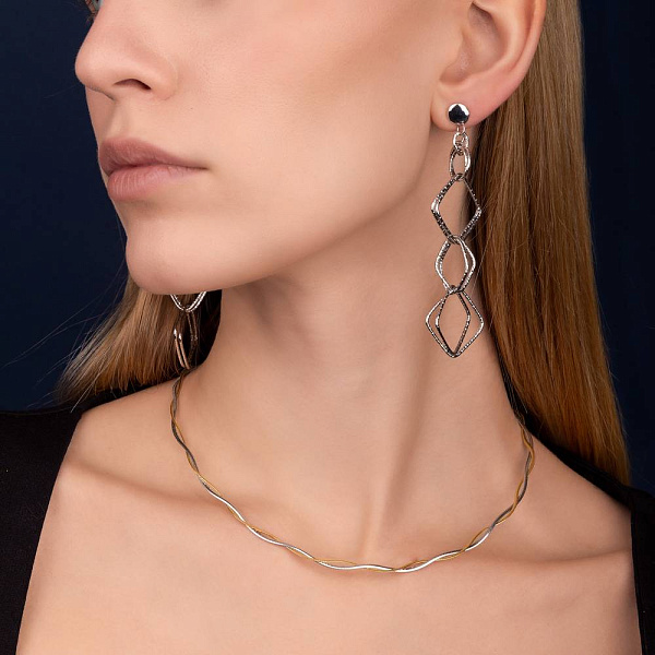 Серьги Francelli из белого золота с подвесками (арт. 1091210б) – изображение 5