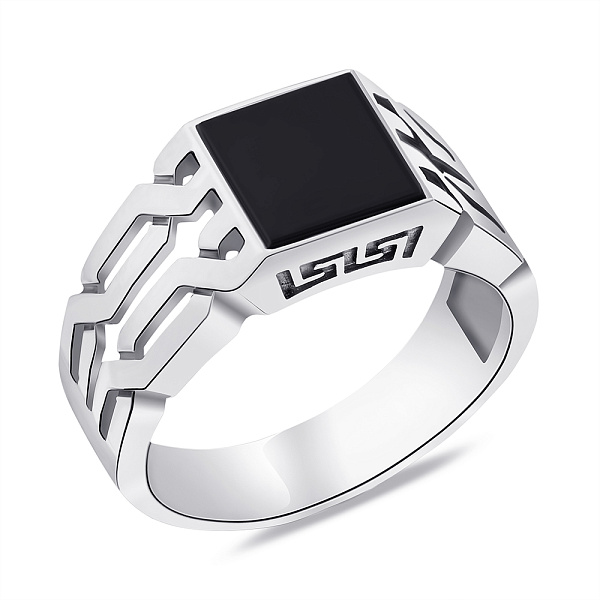 Серебряная печатка с ониксом (арт. 7906/0669.10о) – изображение 1