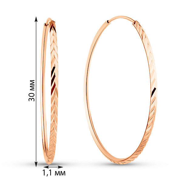 Сережки-кільця з червоного золота (арт. 121904/30) – зображення 3