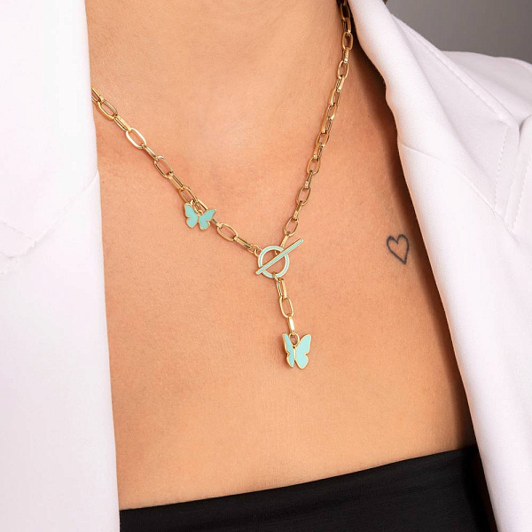 Золотое колье с эмалью (арт. 352841жебрз) – изображение 3