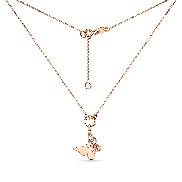 Кольє з червоного золота "Метелик" з фіанітами (арт. 352199) – зображення 2