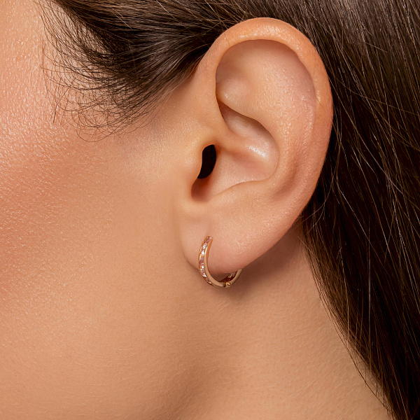 Дитячі золоті сережки з рожевими фіанітами (арт. 110245р) – зображення 3