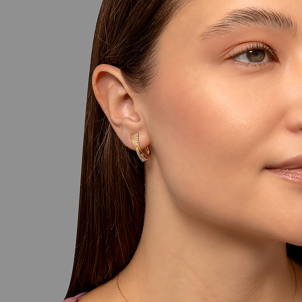 Серьги из красного золота с фианитами (арт. 1092138) – изображение 4