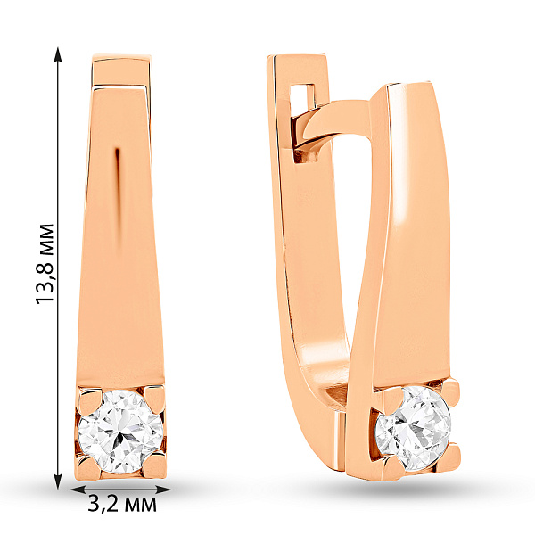 Серьги из красного золота з фианитами (арт. 107509) – изображение 2