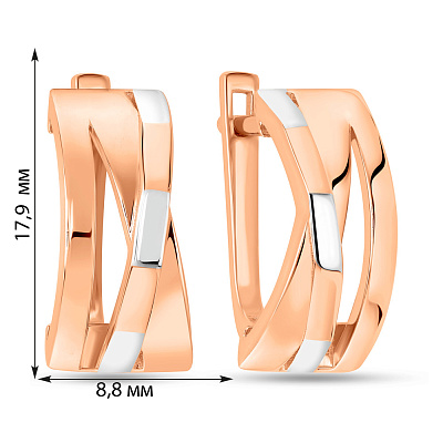 Сережки з червоного і білого золота без каміння  (арт. 109268кб)