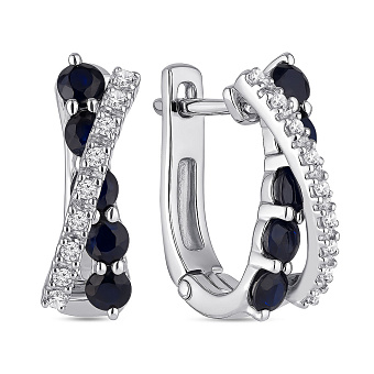 Серебряные серьги с дорожкой сапфиров (арт. 7502/2180906Спс)