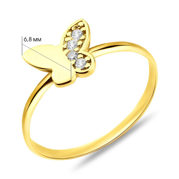 Золота каблучка Метелик з фіанітами (арт. 153741ж) – зображення 3
