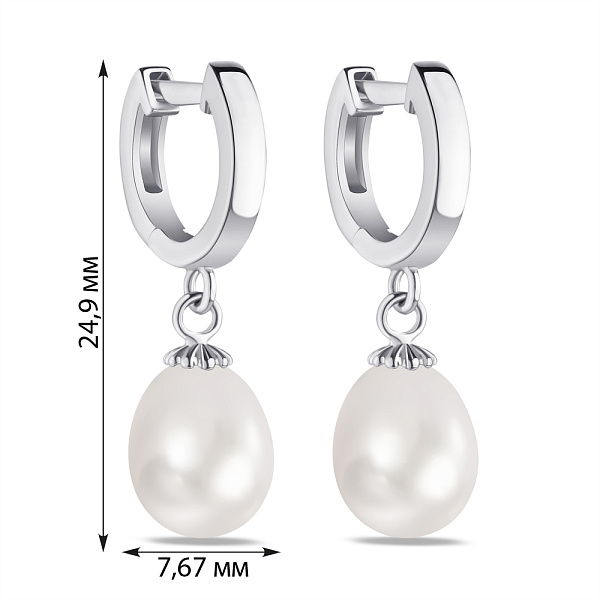 Серьги-подвески из серебра с жемчугом (арт. 7502/4012жб) – изображение 2
