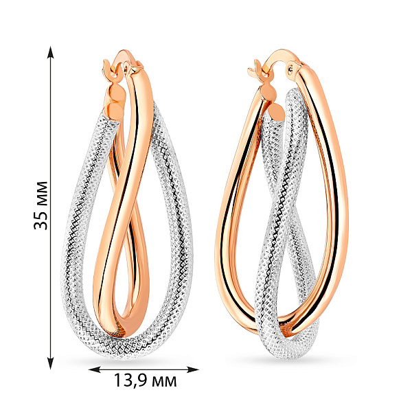 Серьги из красного и белого золота (арт. 101693/35кб) – изображение 2