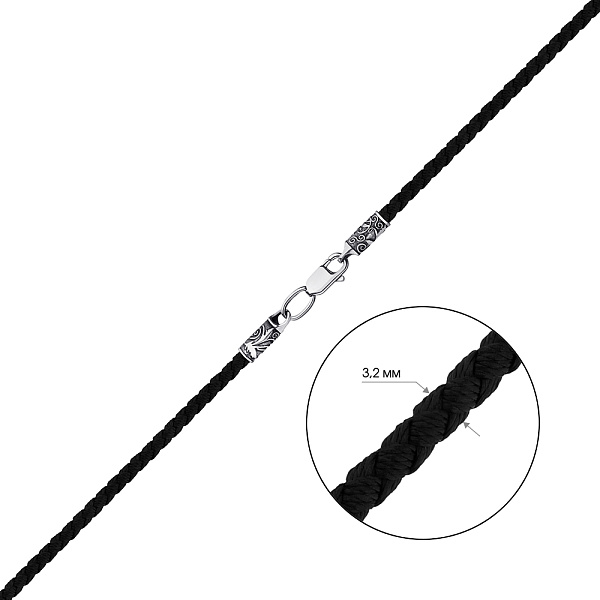 Шелковый шнурок с серебряным замком (арт. 7307/397ш) – изображение 2