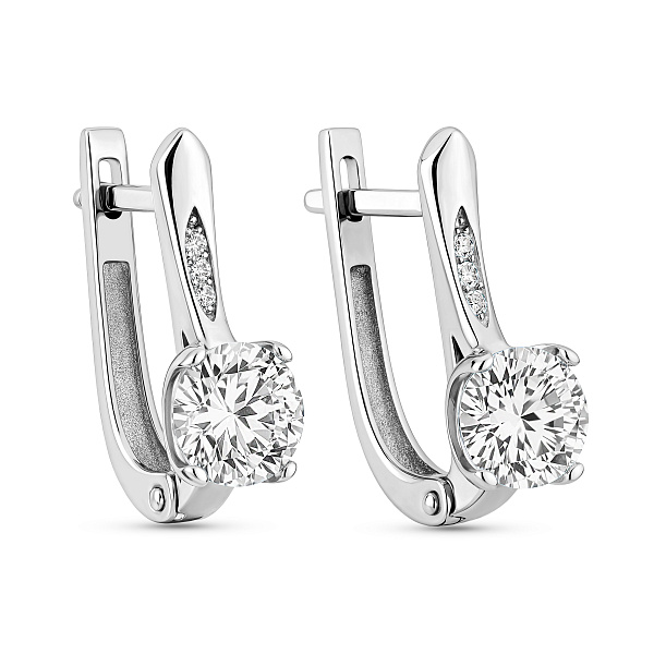 Сережки з білого золота з фіанітами (арт. 113500б) – зображення 1