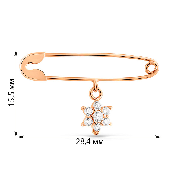 Золотая булавка с фианитами (арт. 280239) – изображение 3