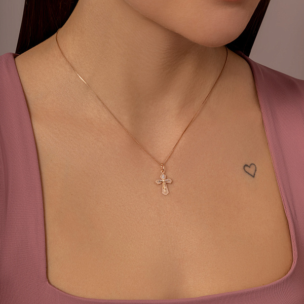 Натільний хрестик з розп'яттям з червоного золота (арт. 521021н) – зображення 3