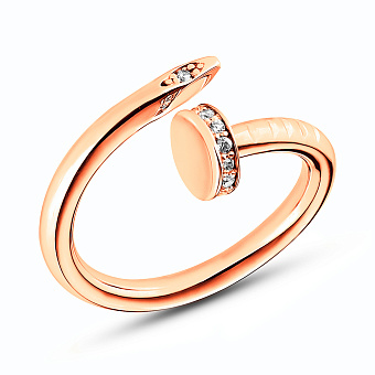 Золотое кольцо с фианитами «Гвоздь» (арт. 151526)