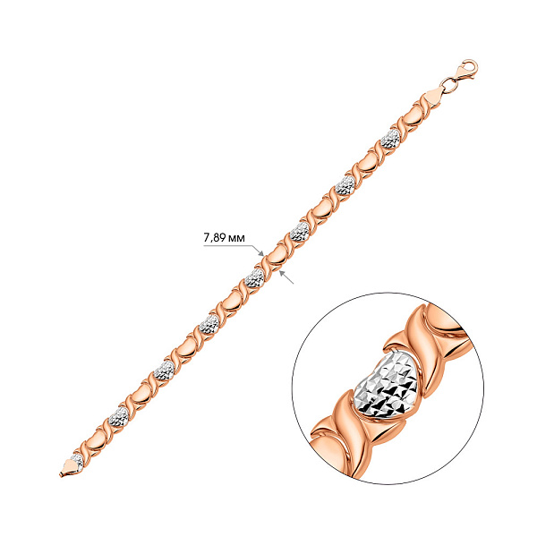 Браслет золотой с алмазной гранью и родированием (арт. 327163р) – изображение 2