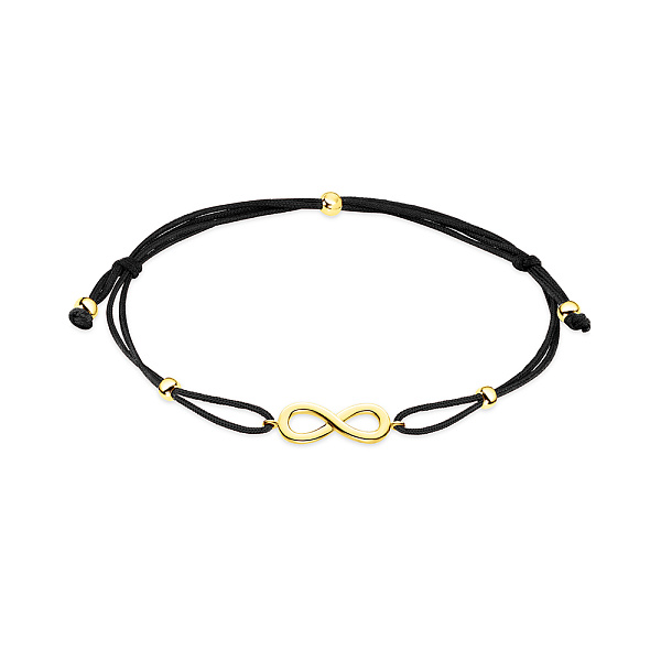 Браслет на черной нити Бесконечность с золотыми вставками (арт. 340002жч) – изображение 1