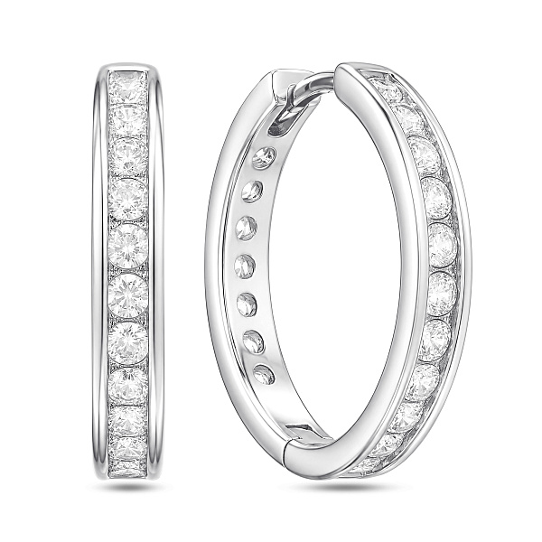 Серебряные серьги-кольца с фианитами (арт. 7502/202/20) – изображение 1