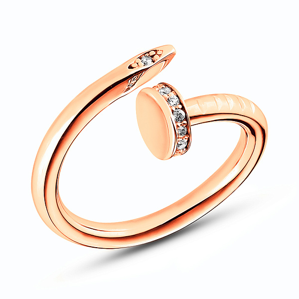 Золотое кольцо с фианитами «Гвоздь» (арт. 151526) – изображение 1