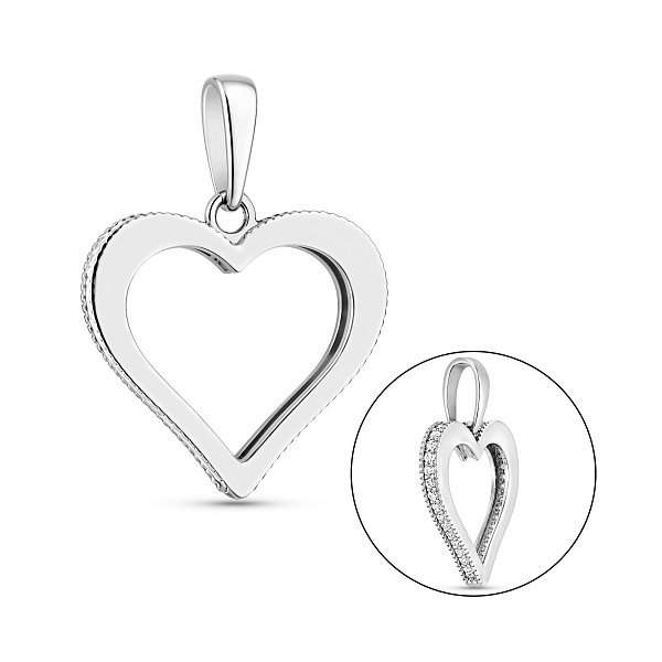 Подвес из белого золота Сердечко с фианитами (арт. 440445б) – изображение 1