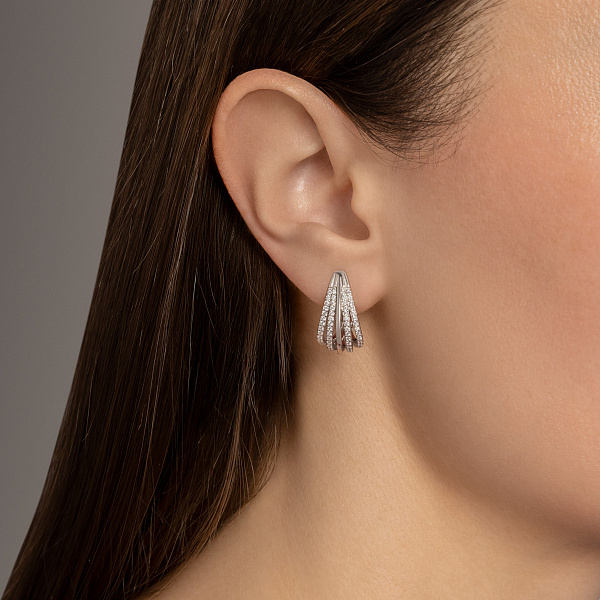 Серебряные серьги с дорожкой фианитов (арт. 7502/10253) – изображение 2