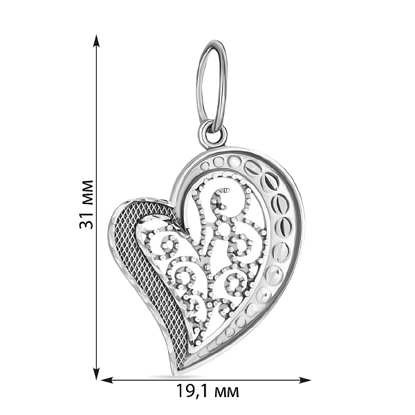 Кулон Сердце из белого золота (арт. 423387б) – изображение 2
