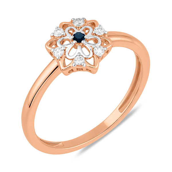 Золотое кольцо с сапфиром и бриллиантами (арт. К011081с) – изображение 1