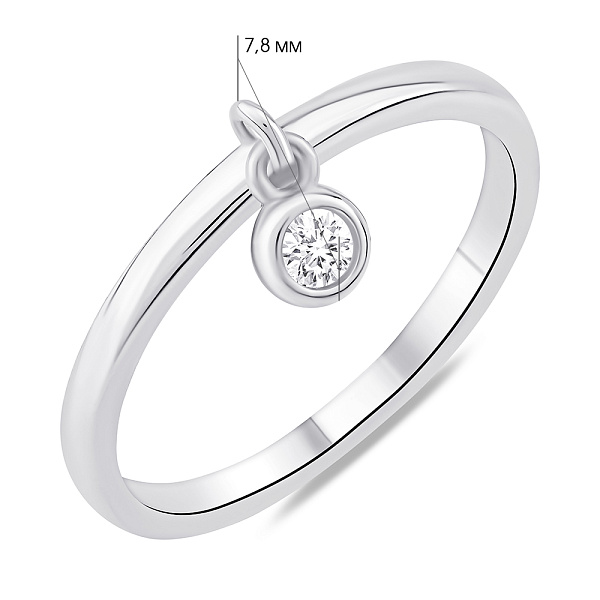 Серебряное кольцо с одним фианитом (арт. 7501/6953) – изображение 3