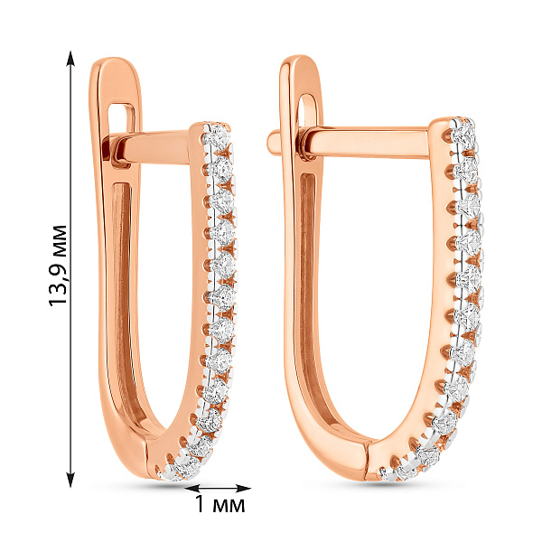 Сережки з червоного золота з фіанітами (арт. 110850) – зображення 5