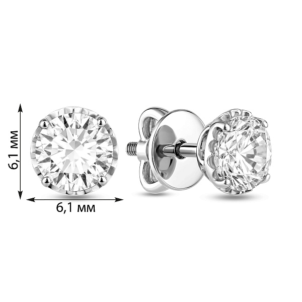 Серьги пусеты из белого золота с фианитом (арт. 110487б) – изображение 4