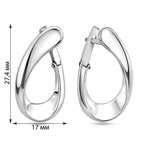 Серьги из белого золота без камней (арт. 110391б) – изображение 5