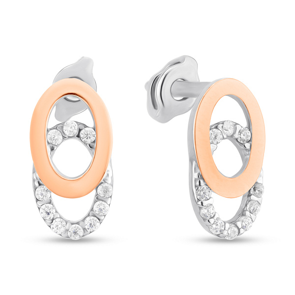 Серебряные серьги с золотой накладкой и с фианитами (арт. 7218/637сп) – изображение 1