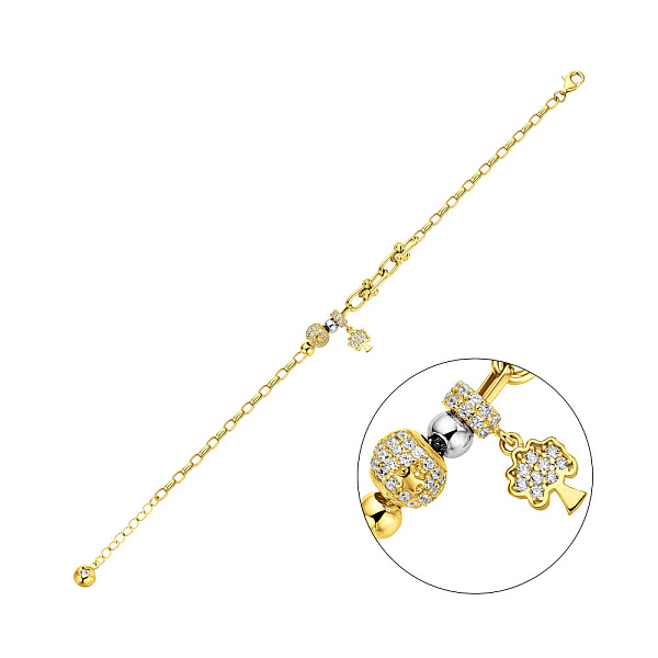 Браслет из желтого золота с подвеской (арт. 326094жбП1) – изображение 1