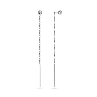 Сережки-протяжки з білого золота з діамантами  (арт. С011266010б)
