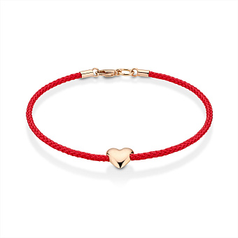 Золотой браслет Сердце из шелковой нити (арт. 22102-1С)