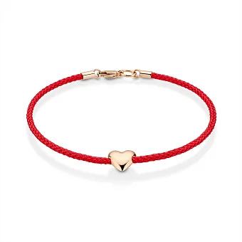 Золотий браслет Серце з шовкової нитки (арт. 22102-1С)