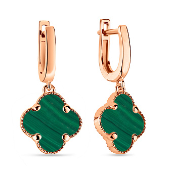 Серьги из красного золота с малахитом (арт. 105693/15млх)