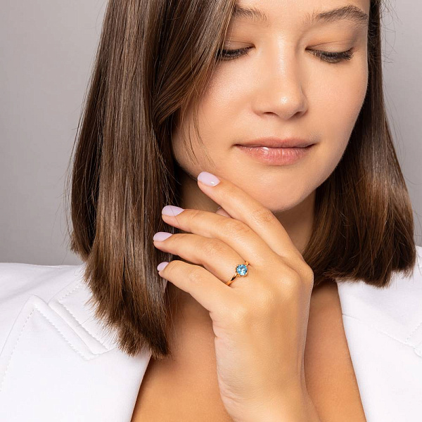 Золота каблучка з топазом (арт. 141229Птг) – зображення 5