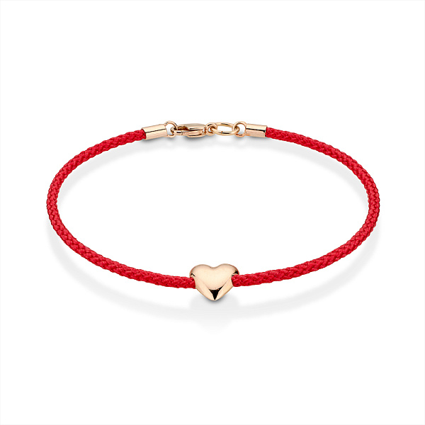Золотой браслет Сердце из шелковой нити (арт. 22102-1С) – изображение 1