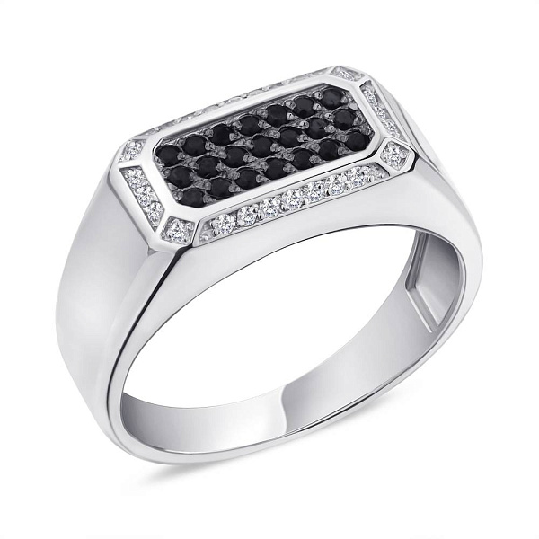 Серебряная печатка с фианитами (арт. 7506/1554рч) – изображение 1