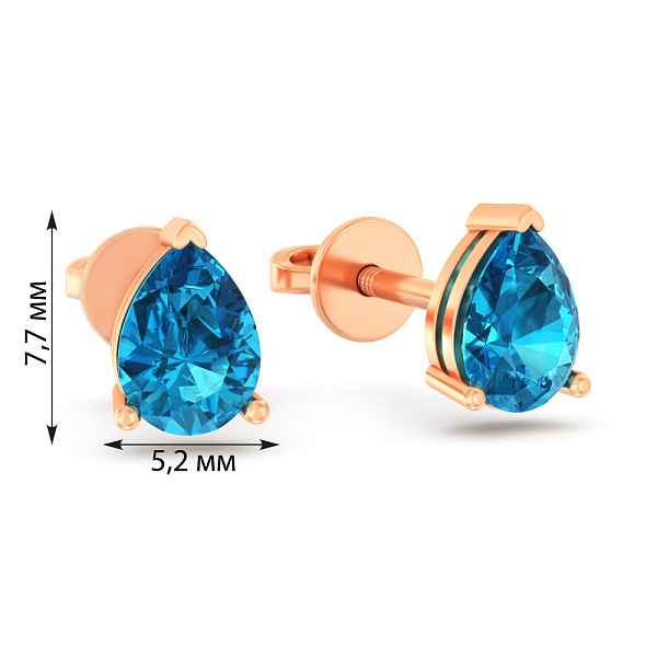 Золотые серьги-пусеты с топазом (арт. 111230Птг) – изображение 5