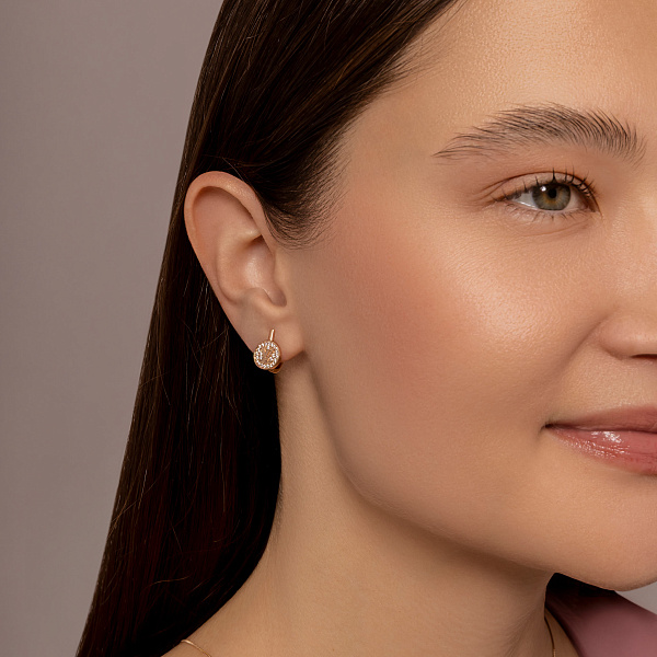 Сережки з червоного золота з фіанітами (арт. 110530) – зображення 3