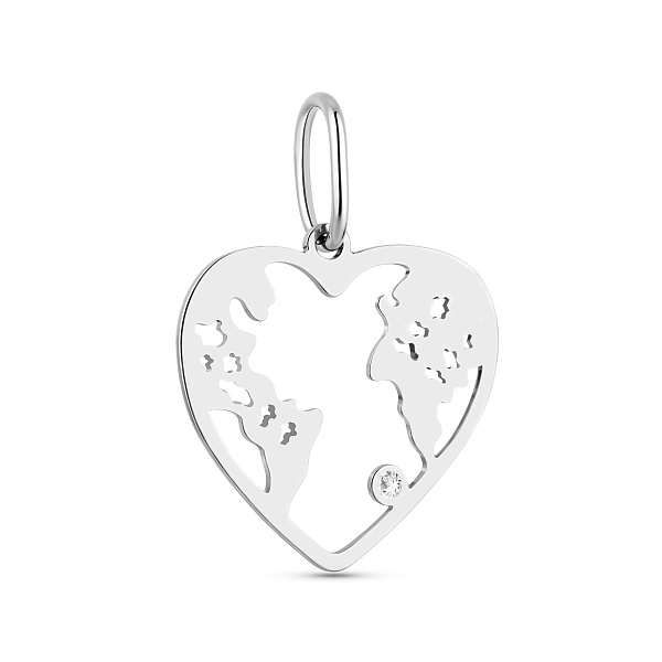 Підвіска з білого золота Серце з фіанітом (арт. 440877б) – зображення 1