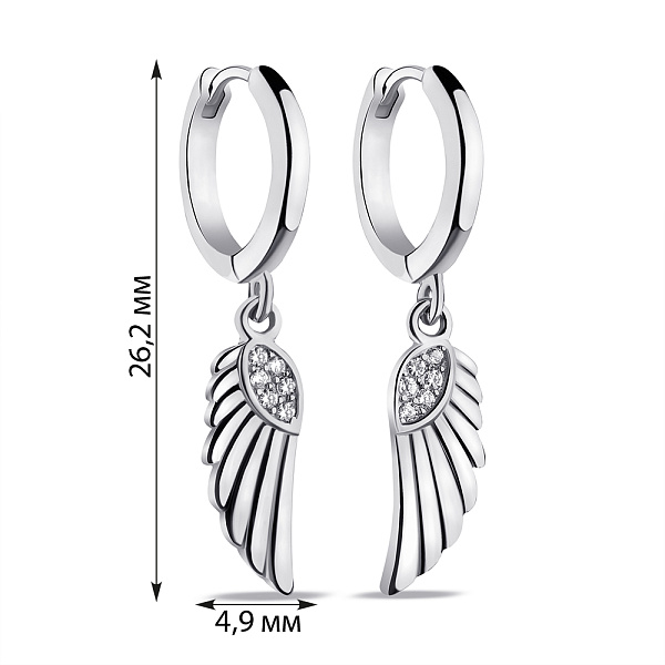 Срібні сережки-кільця з підвісками (арт. 7502/9305/10) – зображення 2